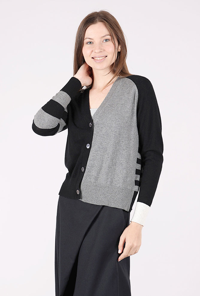 Zaket & Plover Split Stripes Cardie, Black