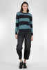 Estheme Cashmere Cozy Lofted Cashmere Pullover, Black/Utopia Stripe 