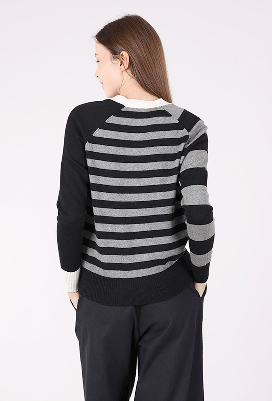 Split Stripes Cardie, Black