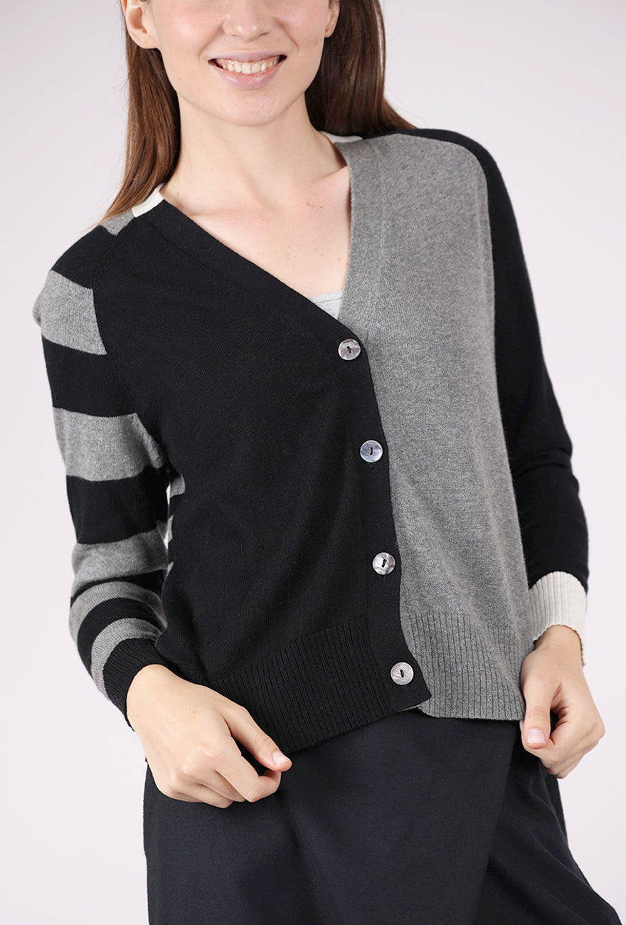 Split Stripes Cardie, Black