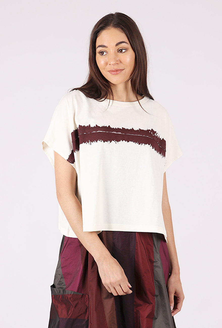 Lurdes Bergada Swatch S/S Dolman Boxy Tee, Off-White/Oxblood