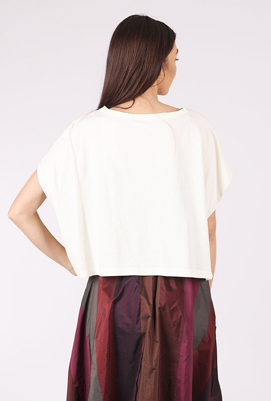 Lurdes Bergada Swatch S/S Dolman Boxy Tee, Off-White/Oxblood
