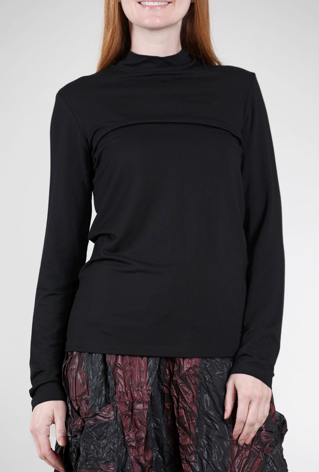 Luukaa Essential Jersey Mock Neck, Black