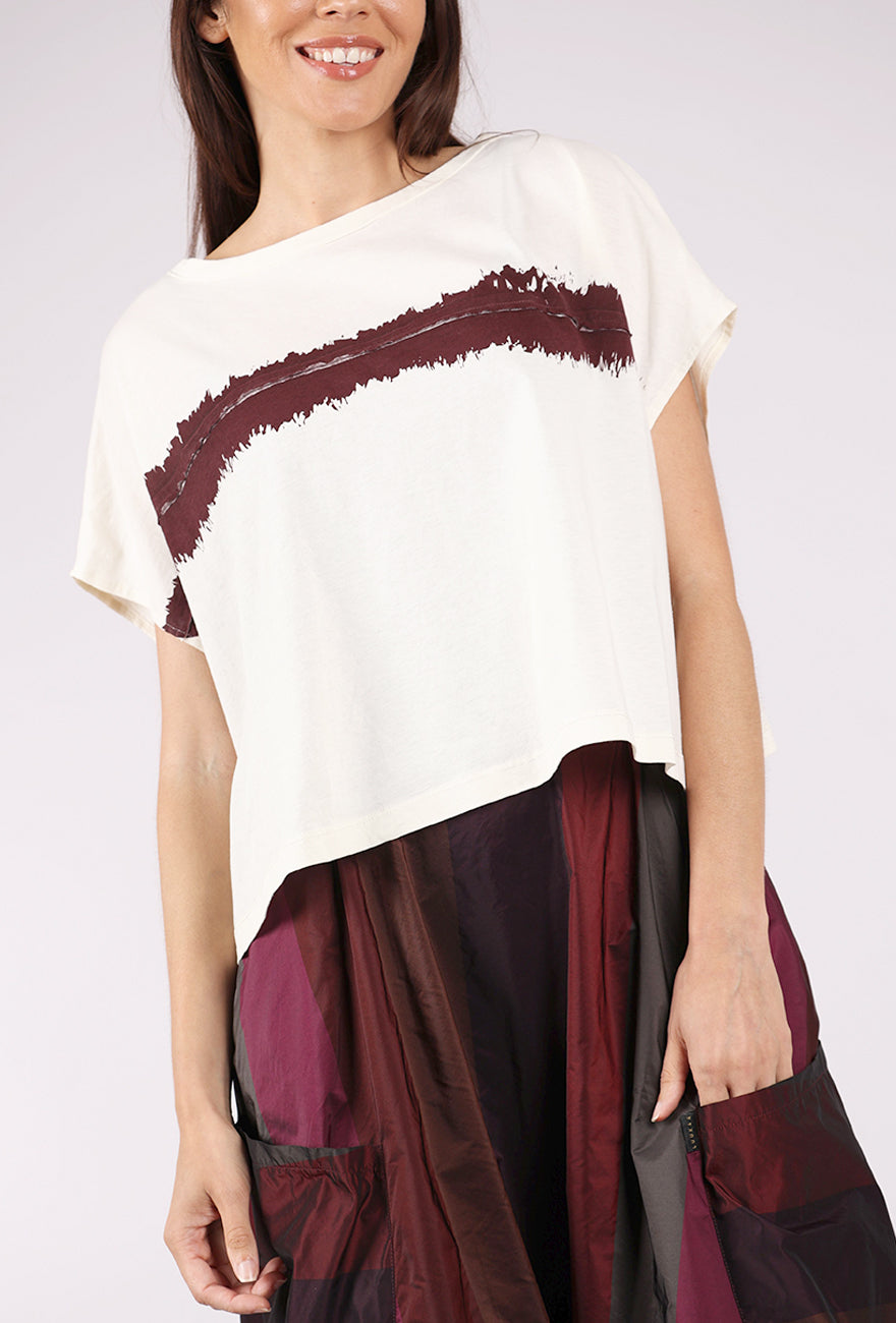 Lurdes Bergada Swatch S/S Dolman Boxy Tee, Off-White/Oxblood