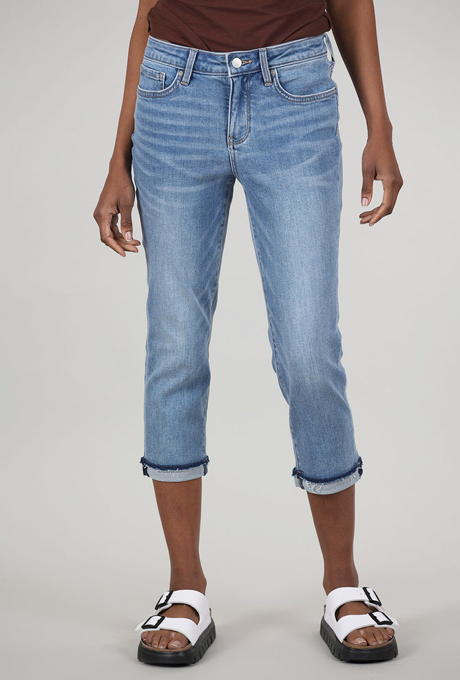 NYDJ Chloe Capri Raw-Edge Denim, Crescent Shore