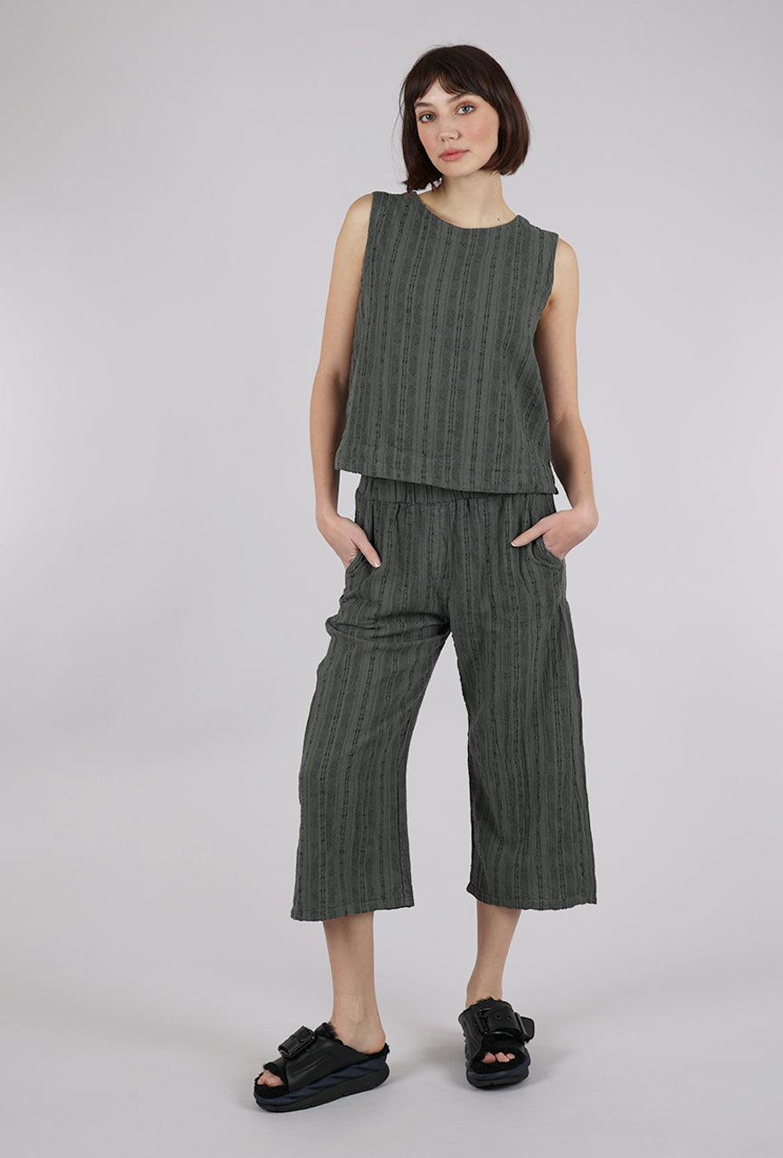 Cut Loose Bumpy Stripe Linen Shell, Clay