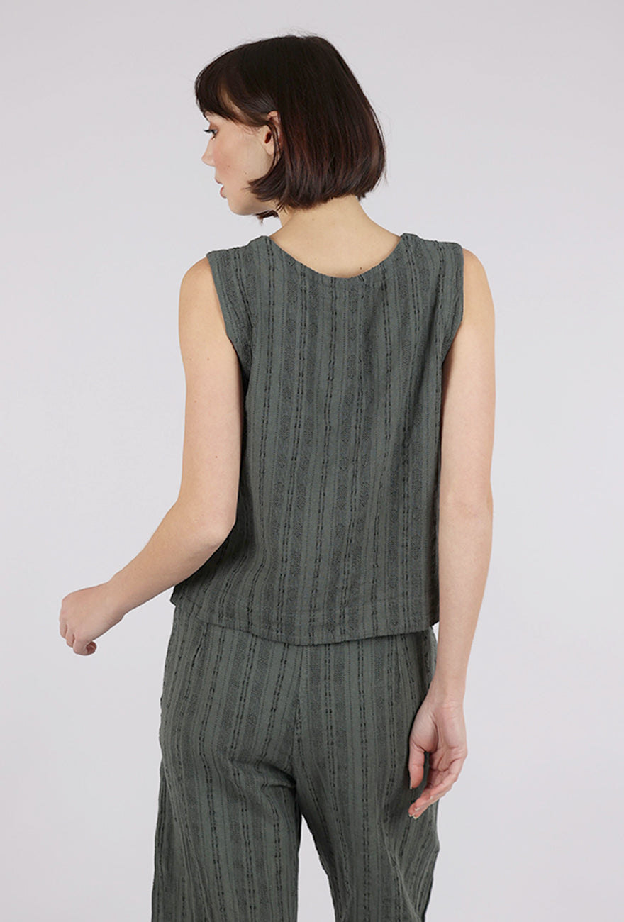 Cut Loose Bumpy Stripe Linen Shell, Clay
