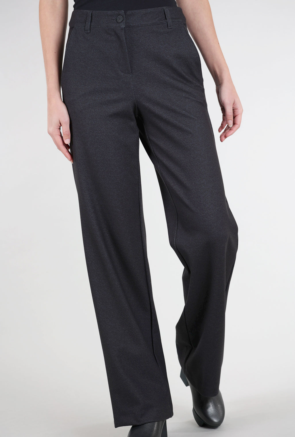 Robell Cloe Brushed Ponte Trouser, Charcoal