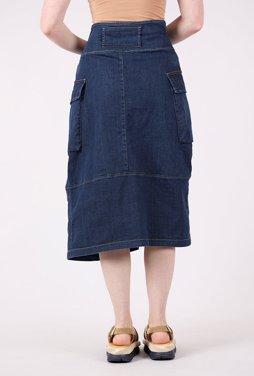Lurdes Bergada Asym Zip Denim Skirt, Blue