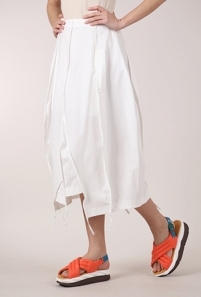 Rundholz Twill Tech Full Asym Skirt, Off White