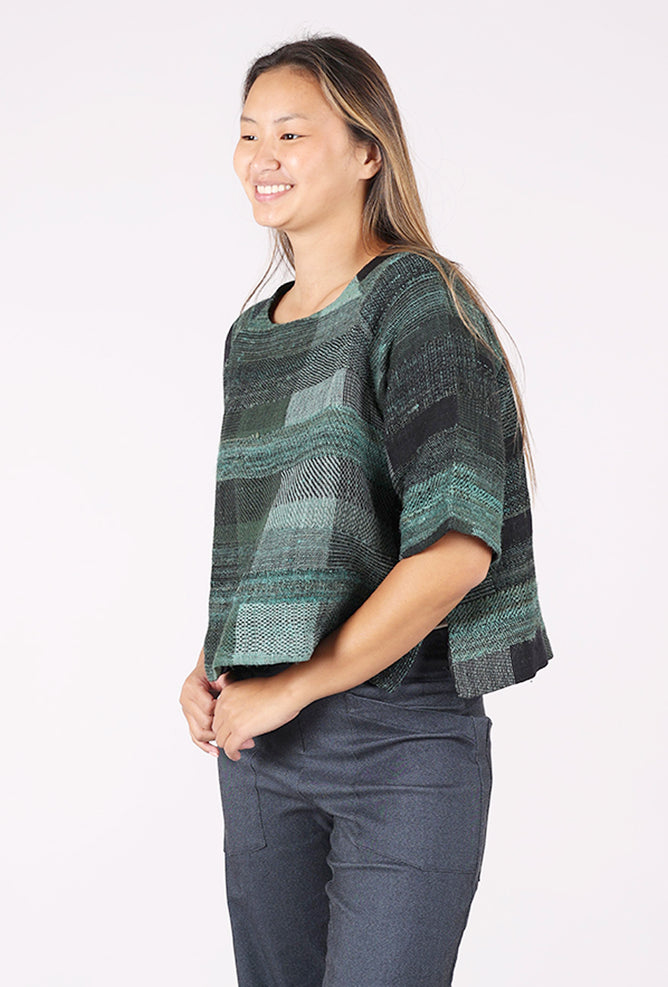 Neeru Kumar Texture Raglan Boxy Top, Mint/Black