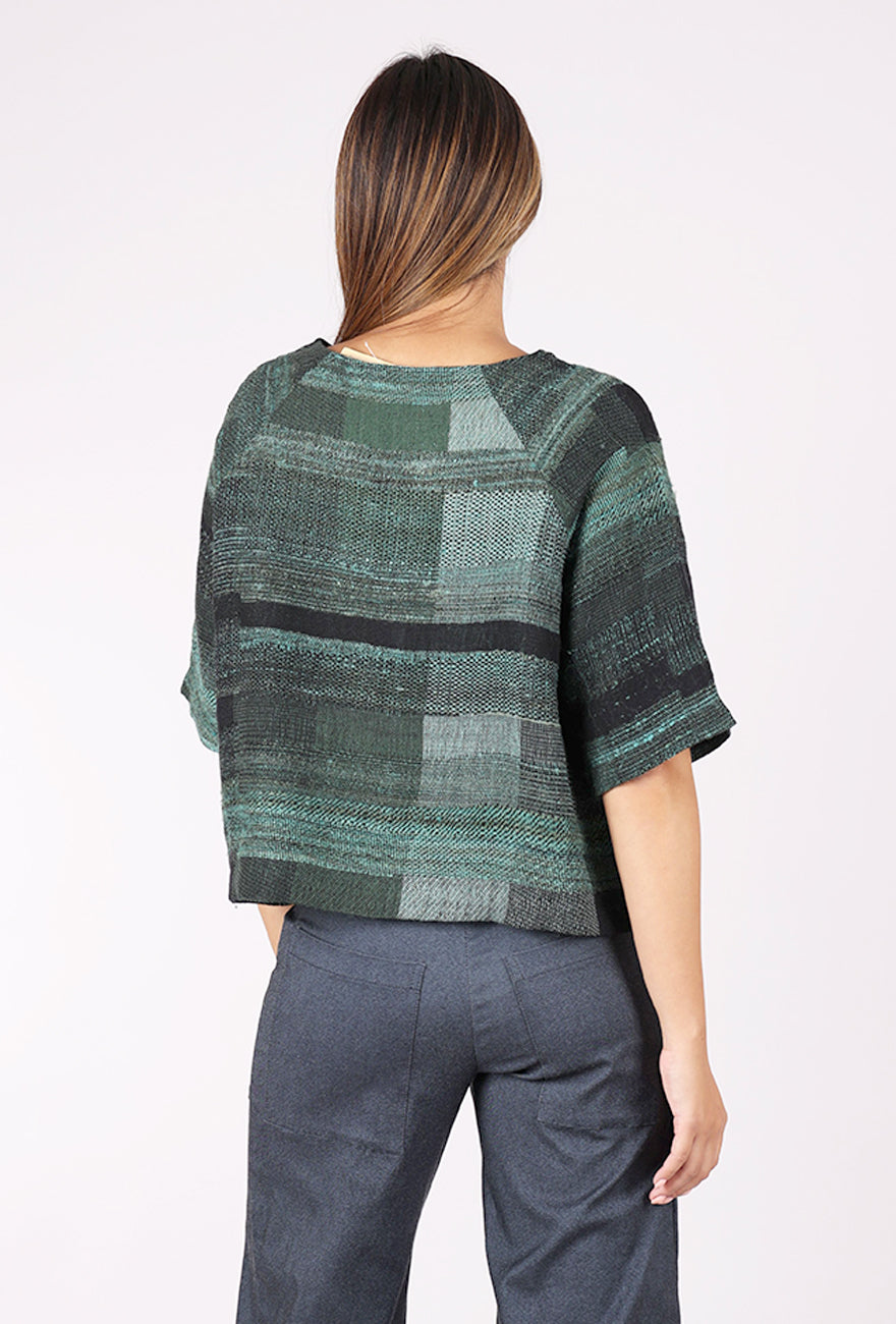 Neeru Kumar Texture Raglan Boxy Top, Mint/Black