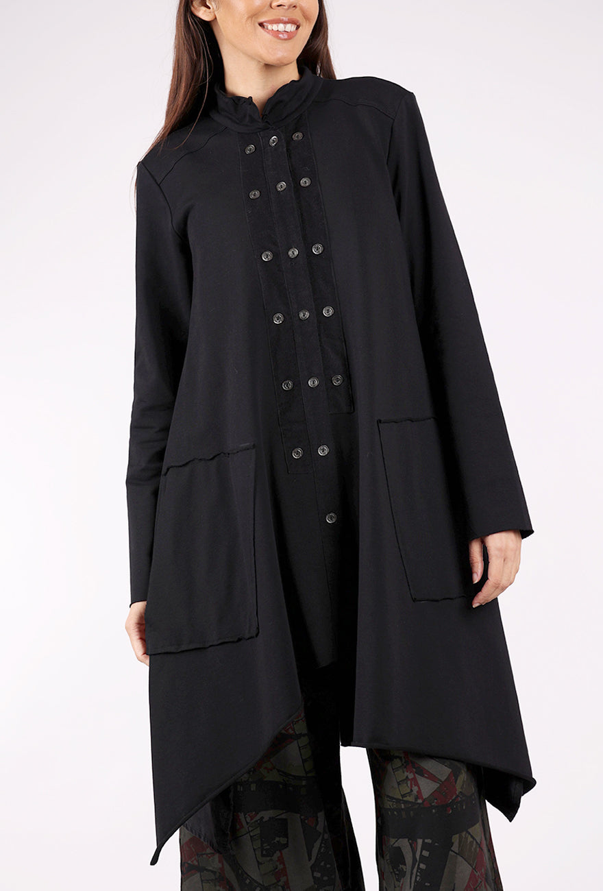 Luukaa Raven Long Cord/Jersey Jacket, Black