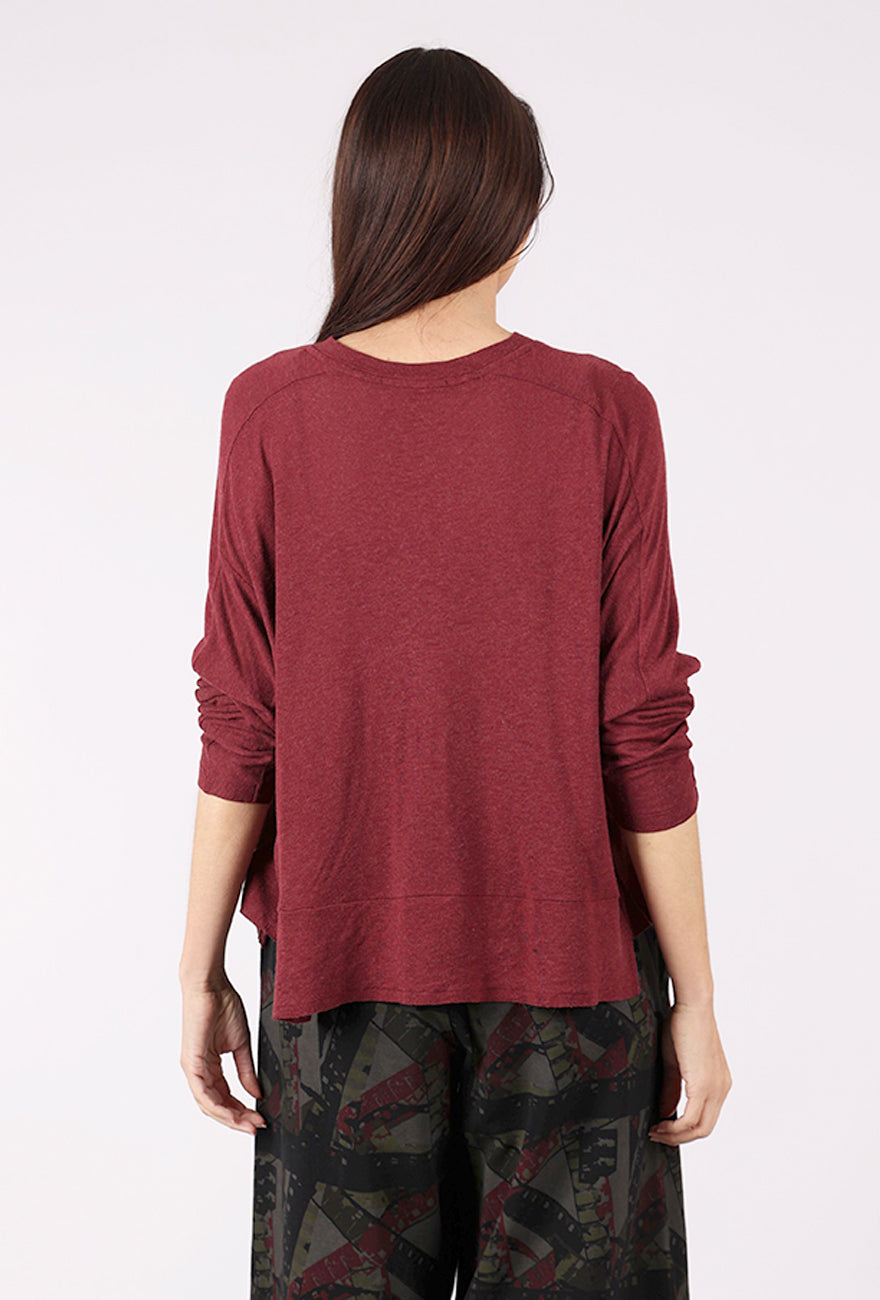 Lurdes Bergada Wool Blend Drape Top, Oxblood