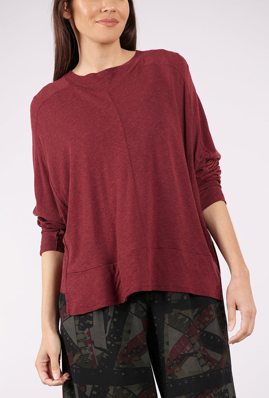 Lurdes Bergada Wool Blend Drape Top, Oxblood