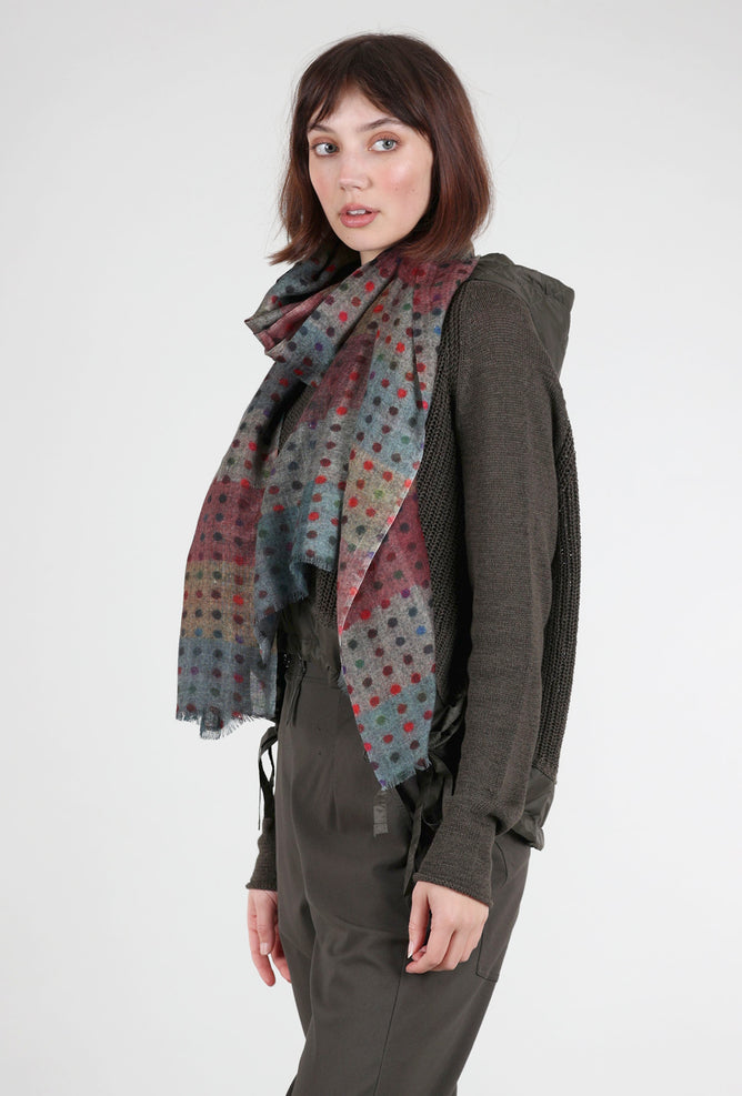 Dolma Emmeline Small Dots Wool Scarf, Dark Taupe