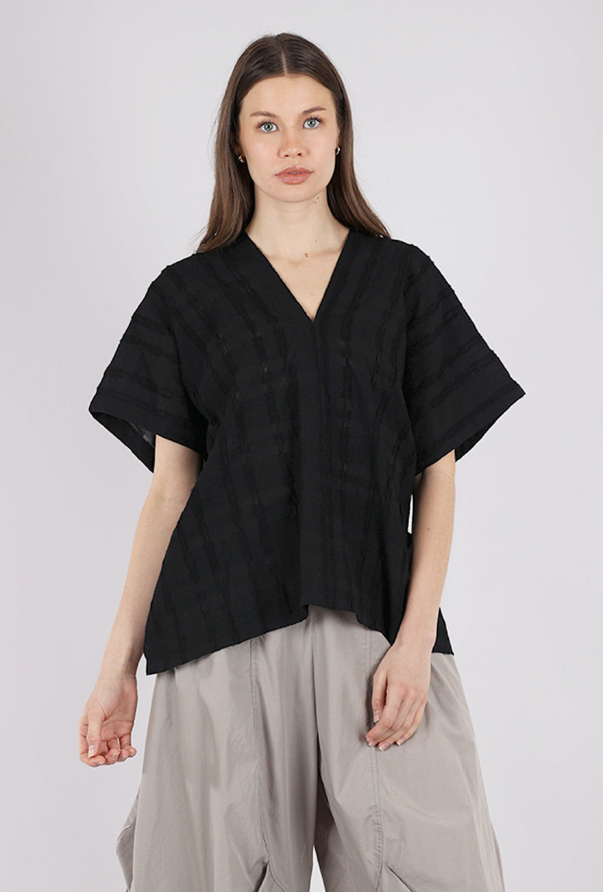 There-Elsewhere Boxy Texture Blouse, Black