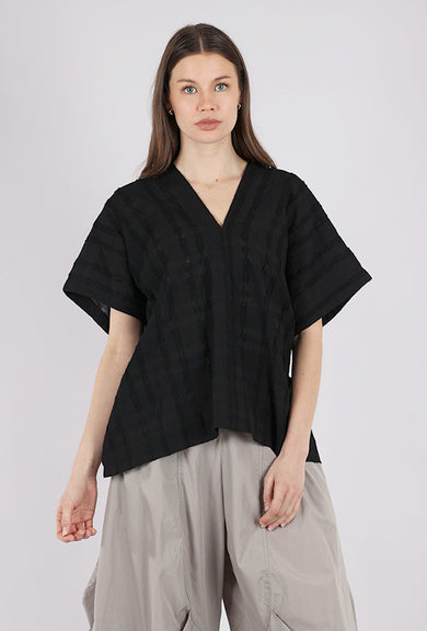 There-Elsewhere Boxy Texture Blouse, Black