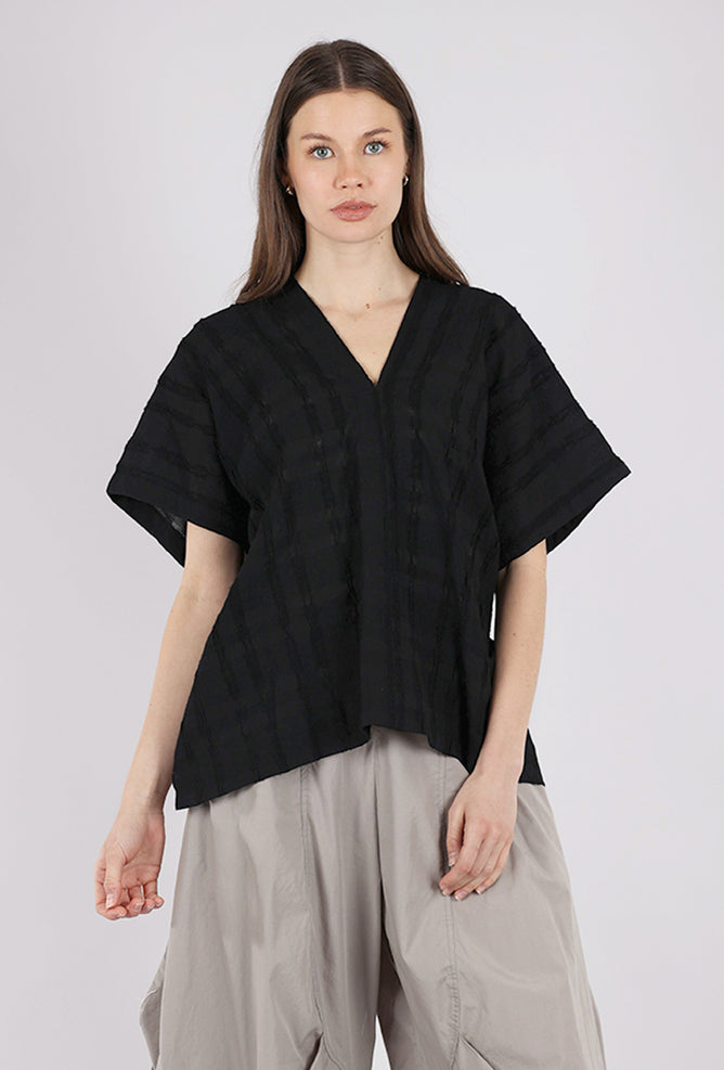 There-Elsewhere Boxy Texture Blouse, Black