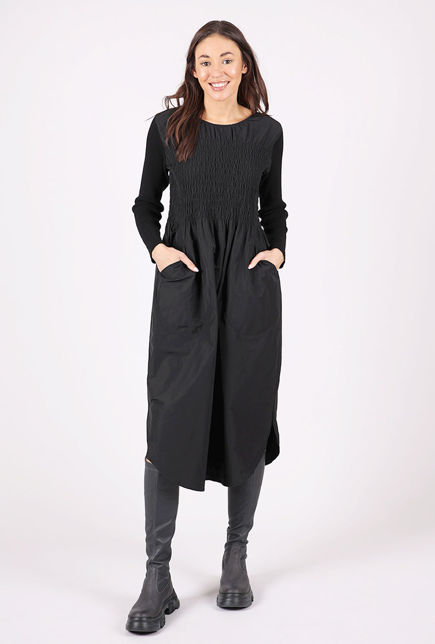 Bitte Kai Rand Smocked Bodice Dress, Black