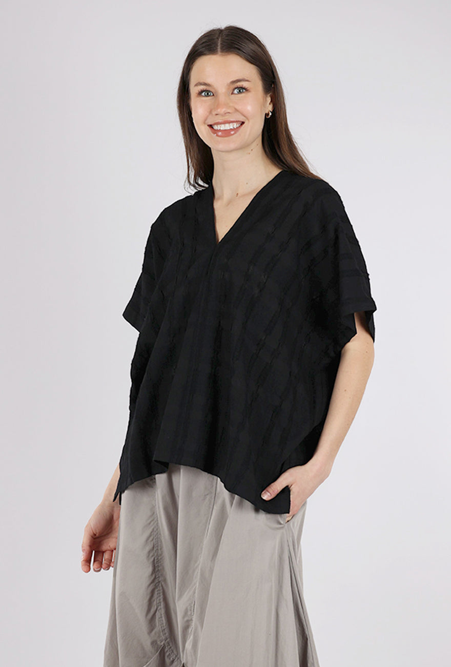There-Elsewhere Boxy Texture Blouse, Black