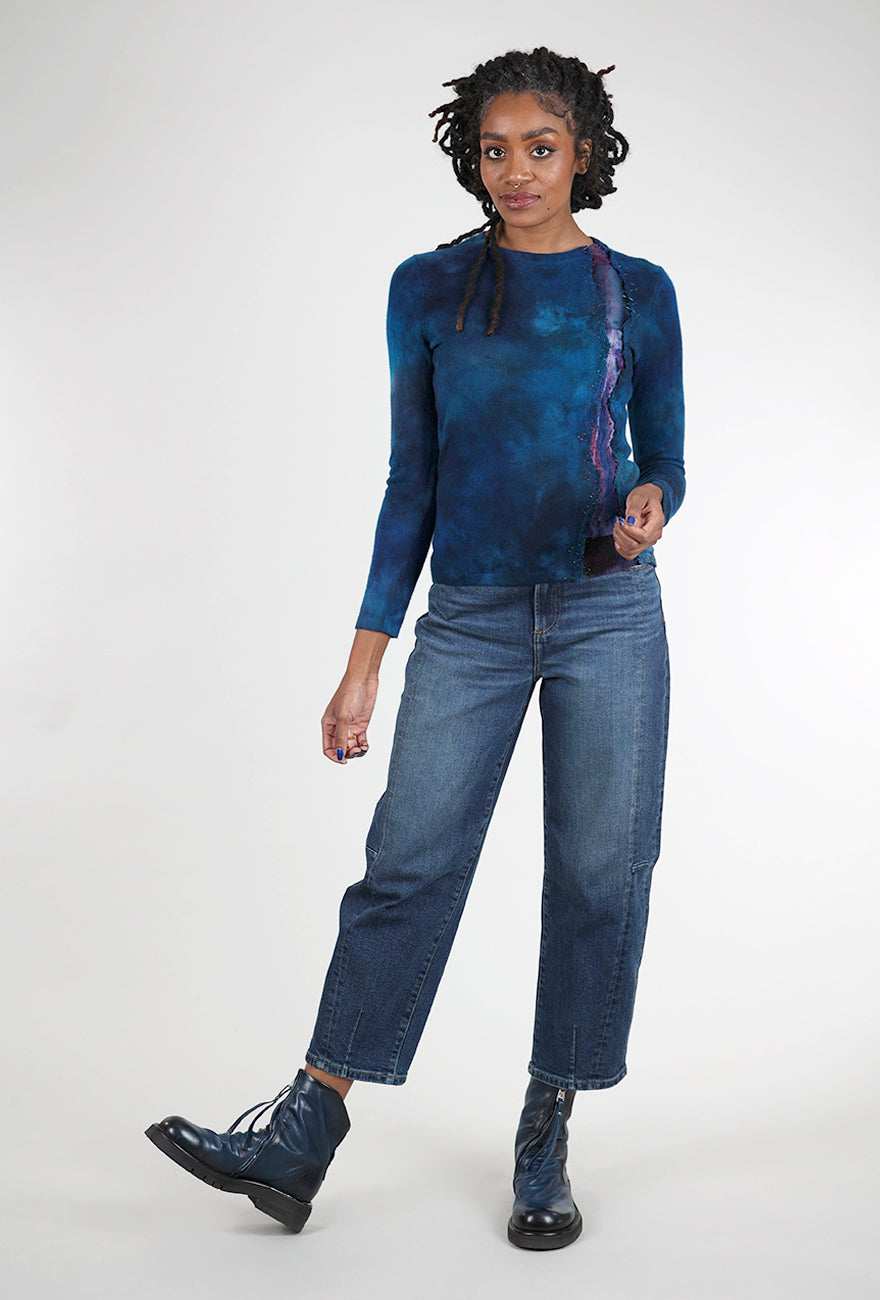 Galadriel Mattei Serpentine Fitted Cashmere Crew, Midnight