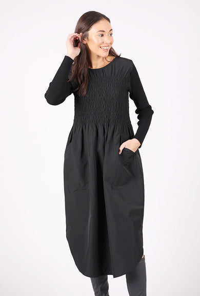 Bitte Kai Rand Smocked Bodice Dress, Black