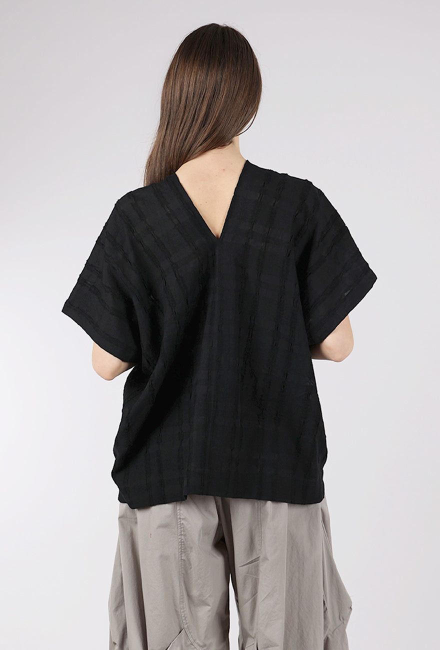 There-Elsewhere Boxy Texture Blouse, Black