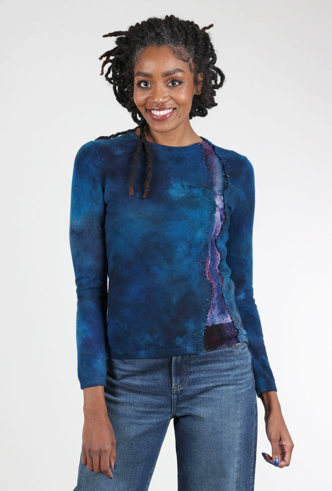 Galadriel Mattei Serpentine Fitted Cashmere Crew, Midnight