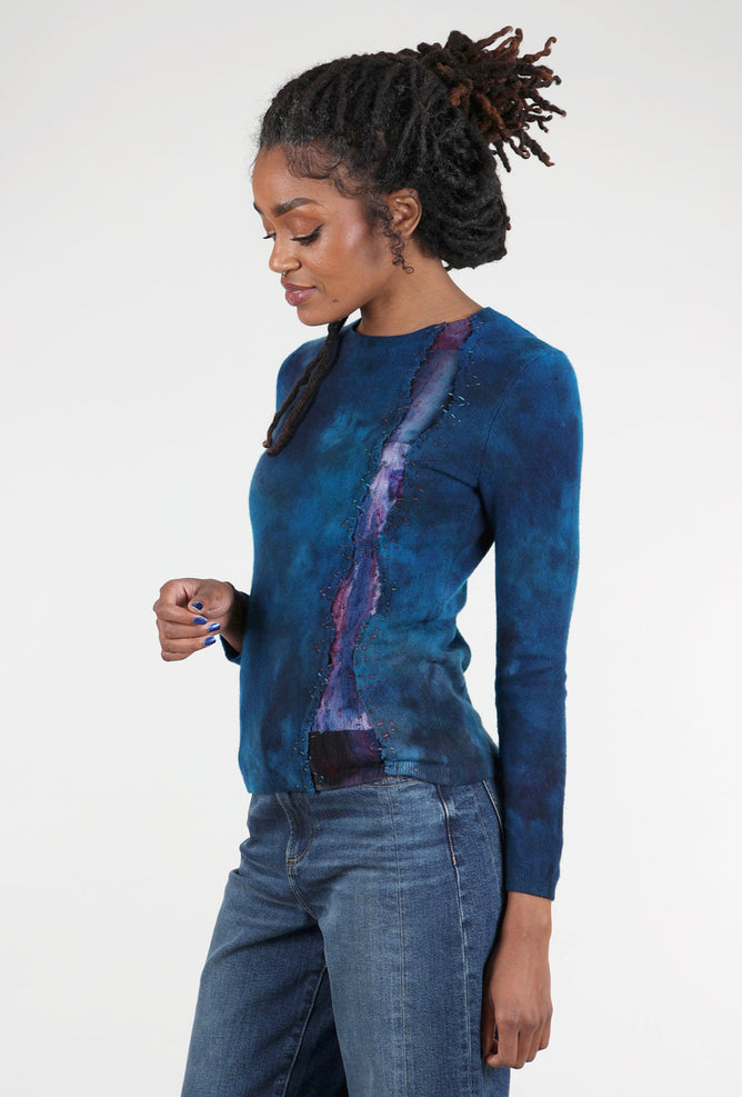 Galadriel Mattei Serpentine Fitted Cashmere Crew, Midnight