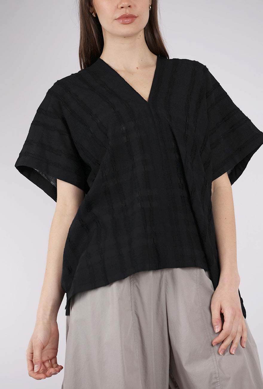 There-Elsewhere Boxy Texture Blouse, Black