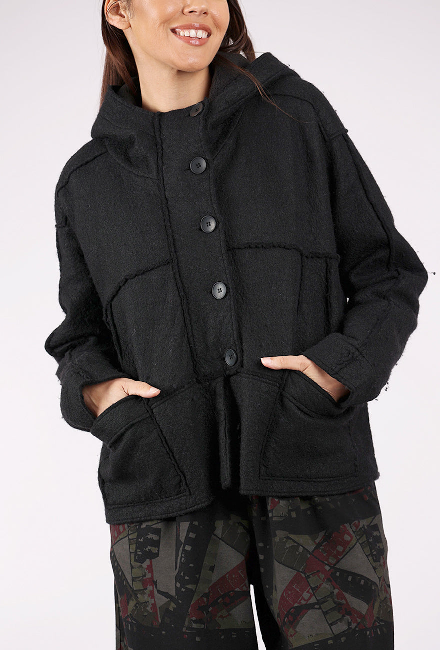 Lurdes Bergada Seamed Boiled Wool Jacket, Black