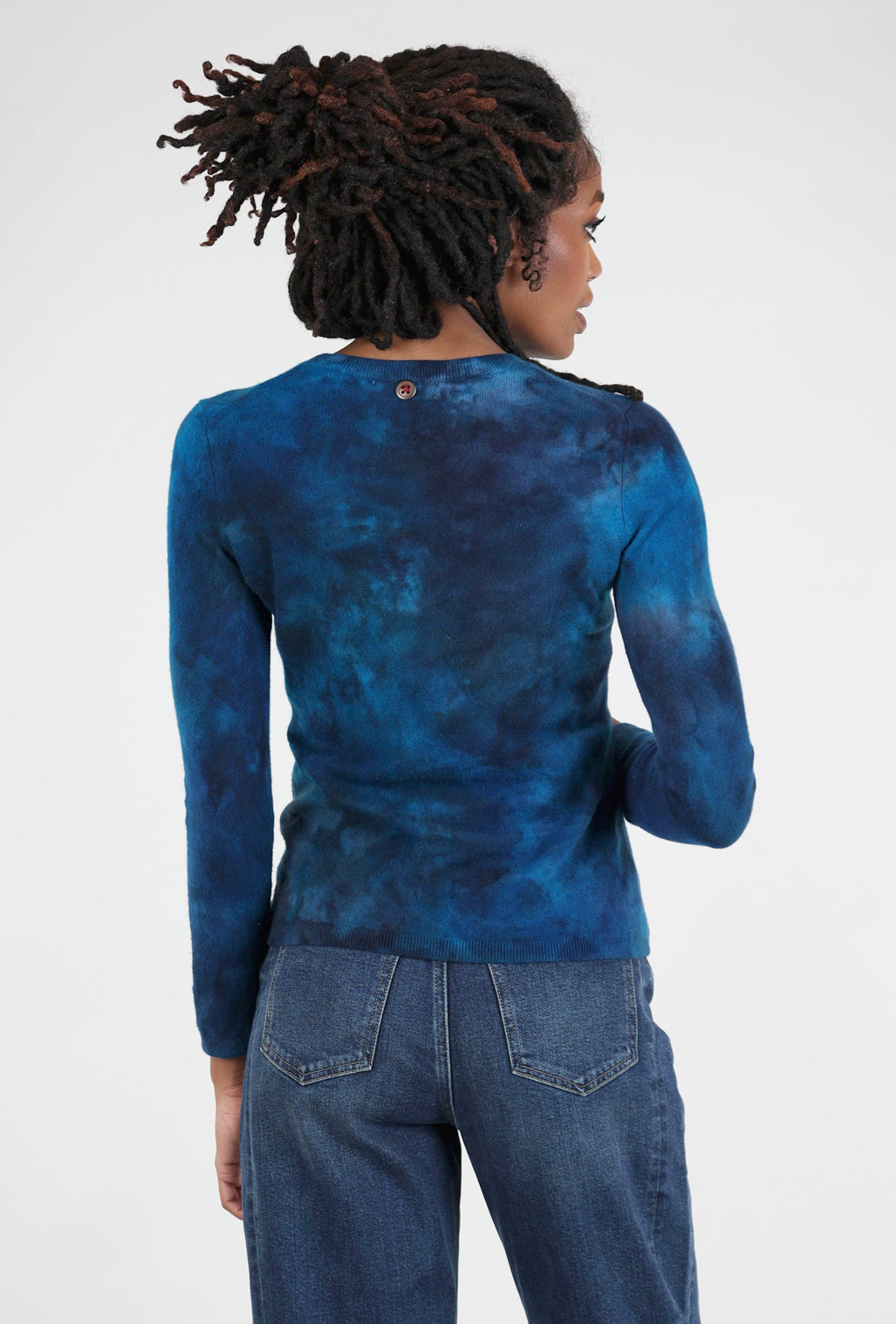 Galadriel Mattei Serpentine Fitted Cashmere Crew, Midnight