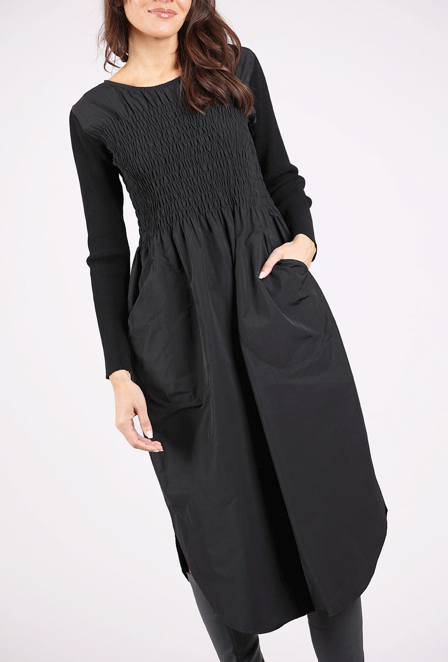 Bitte Kai Rand Smocked Bodice Dress, Black