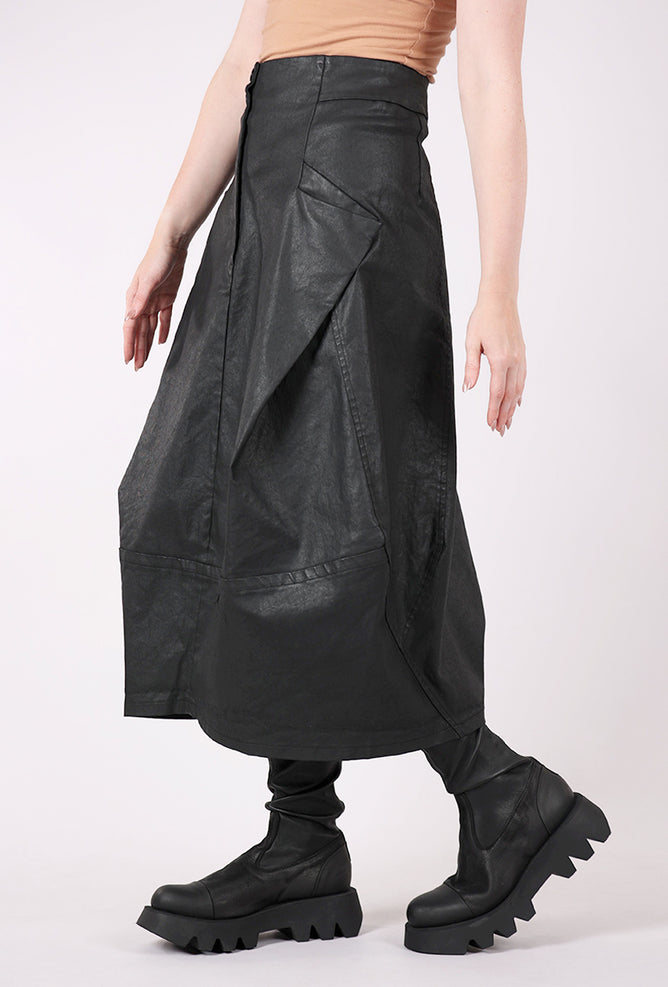 Lurdes Bergada Coated Cotton Bell Skirt, Black