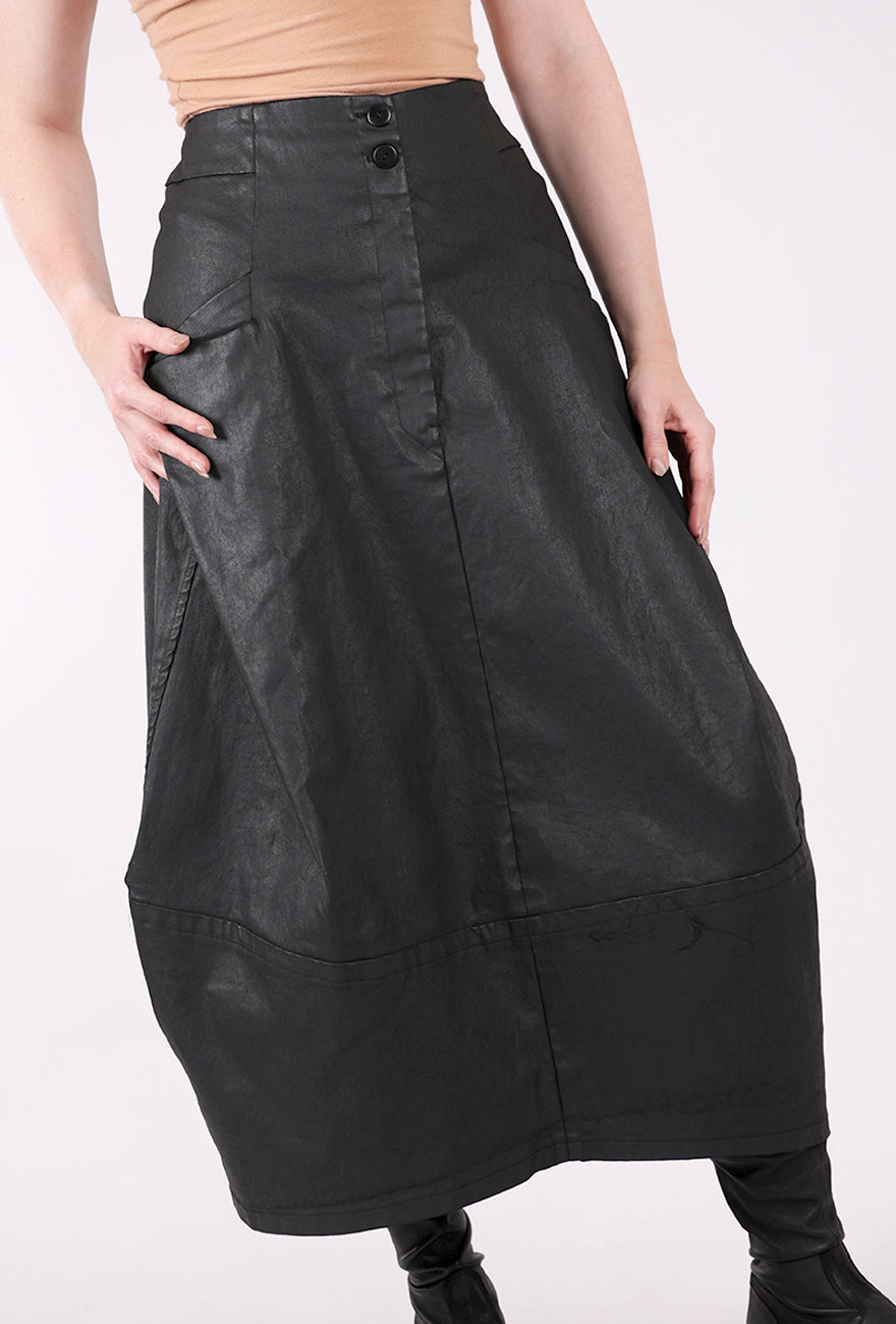 Lurdes Bergada Coated Cotton Bell Skirt, Black