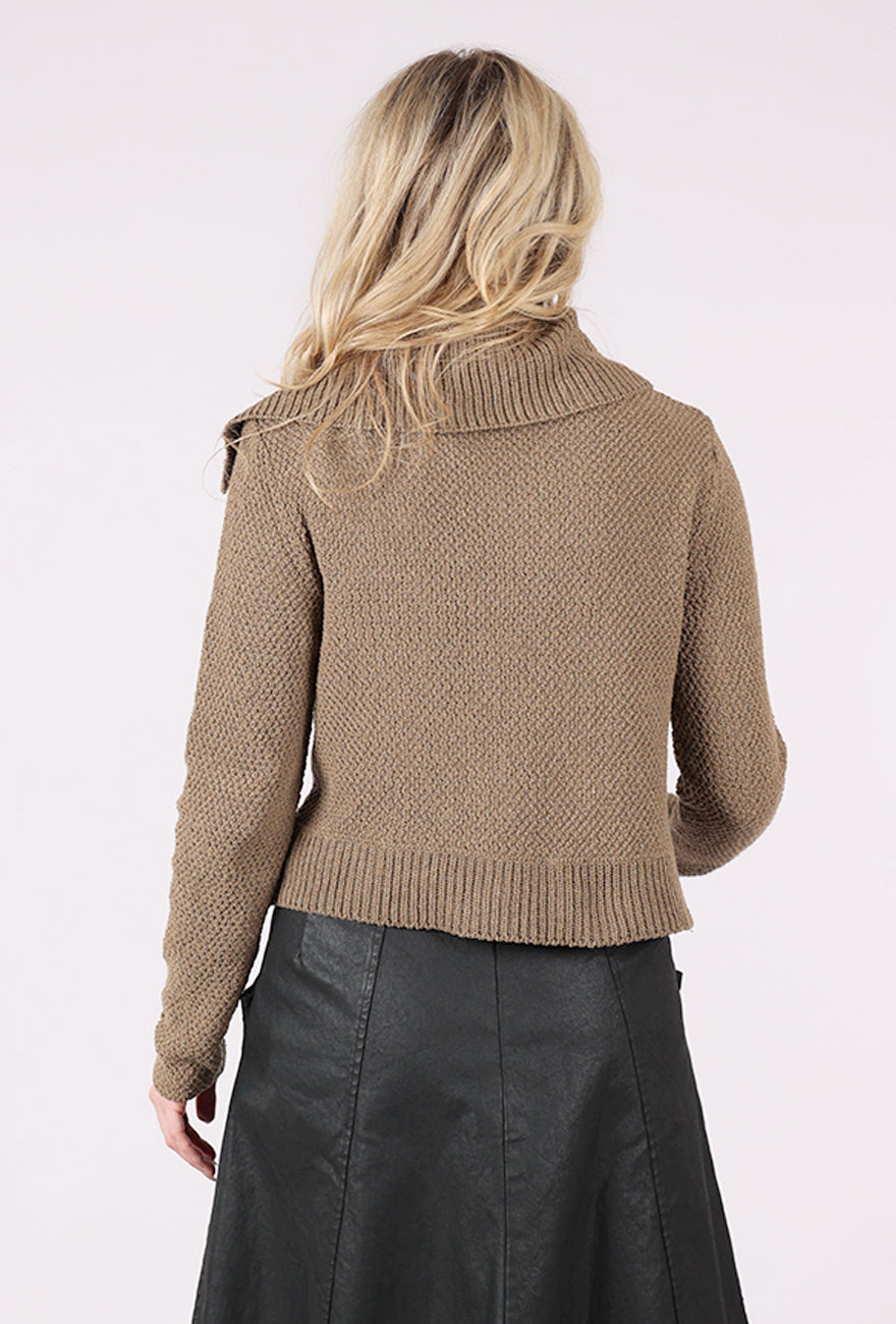 Lurdes Bergada Chunky Side Zip Sweater, Camel