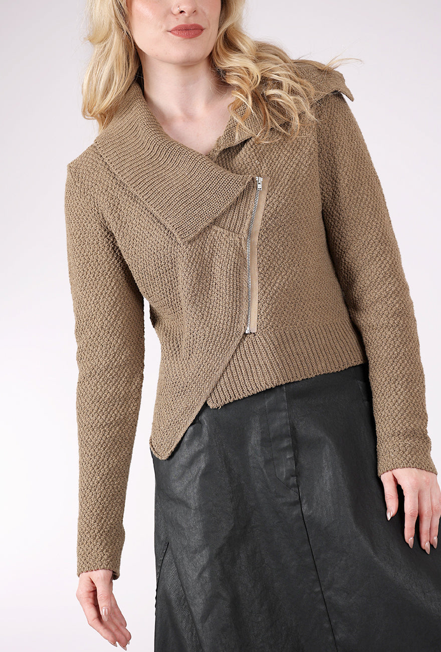 Lurdes Bergada Chunky Side Zip Sweater, Camel