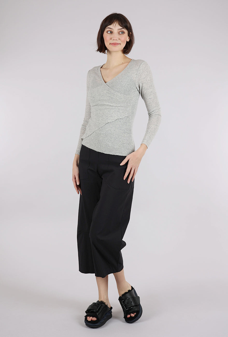 By Basics Wool Asym Trim Top, Dawn Gray