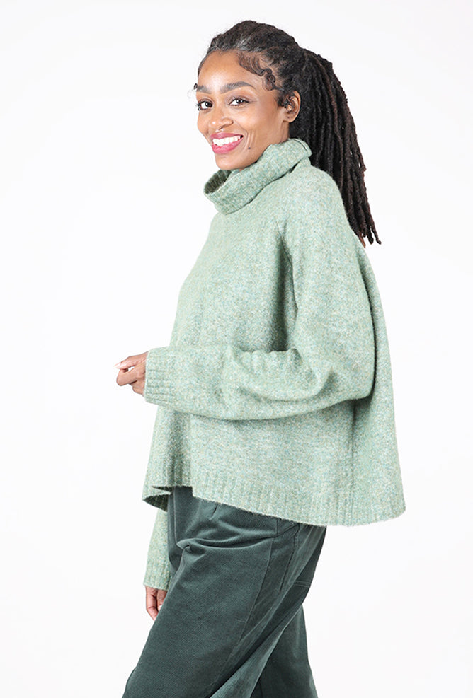 Rundholz Melange Funnel Swing Sweater, Park Melange