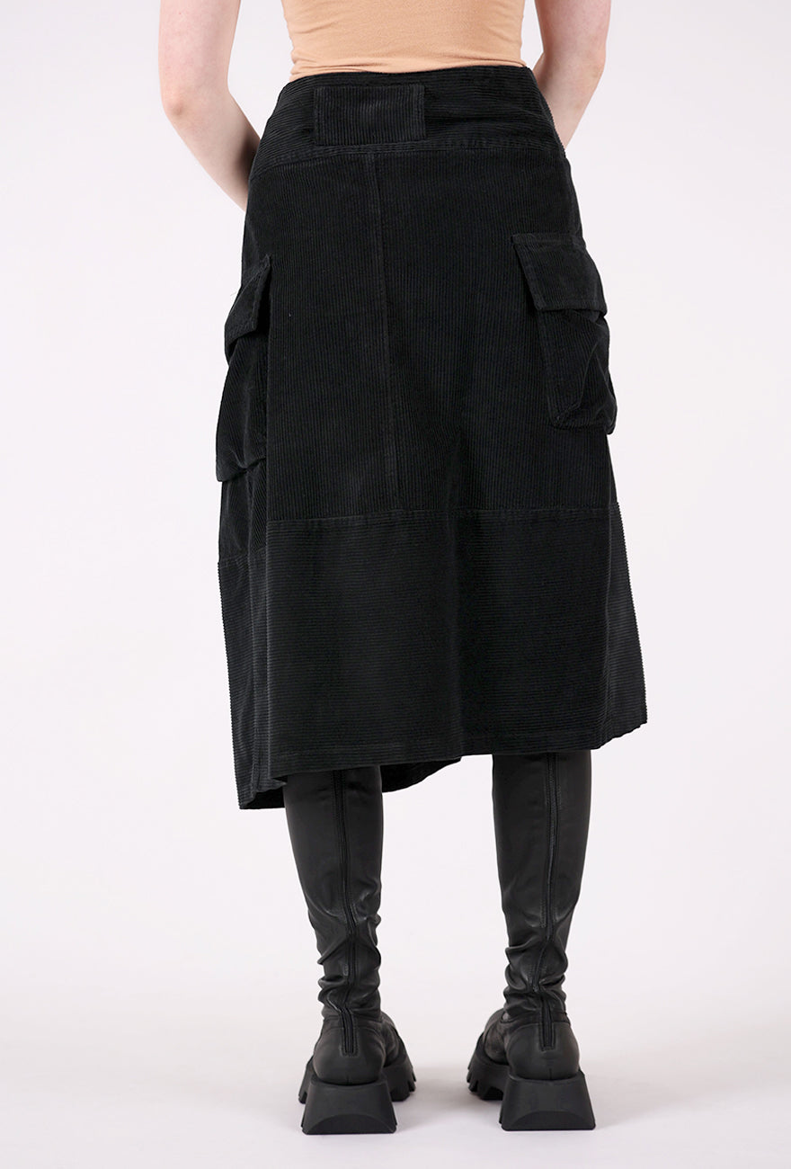 Lurdes Bergada Corduroy Asym Zip Skirt, Black