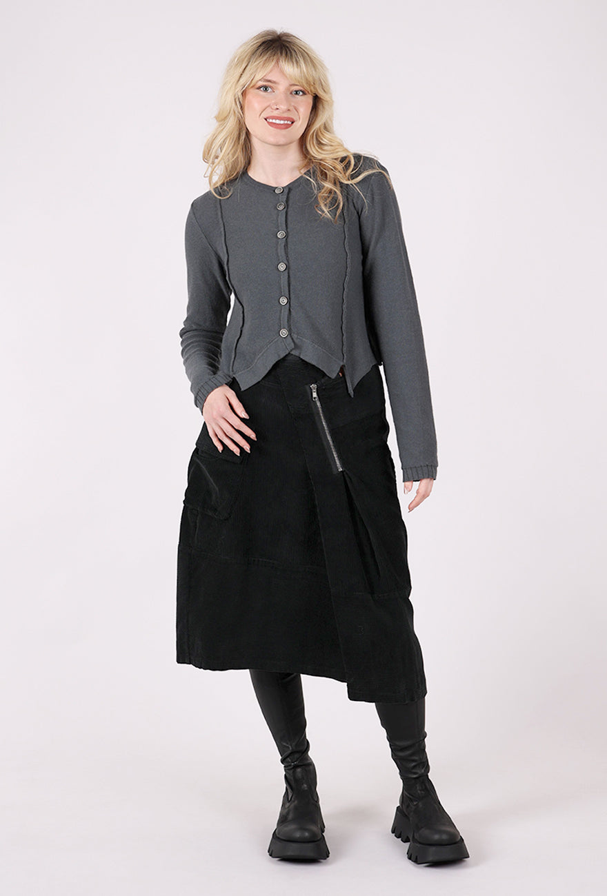 Lurdes Bergada Raised Seam Crop Cardie, Blue-Gray