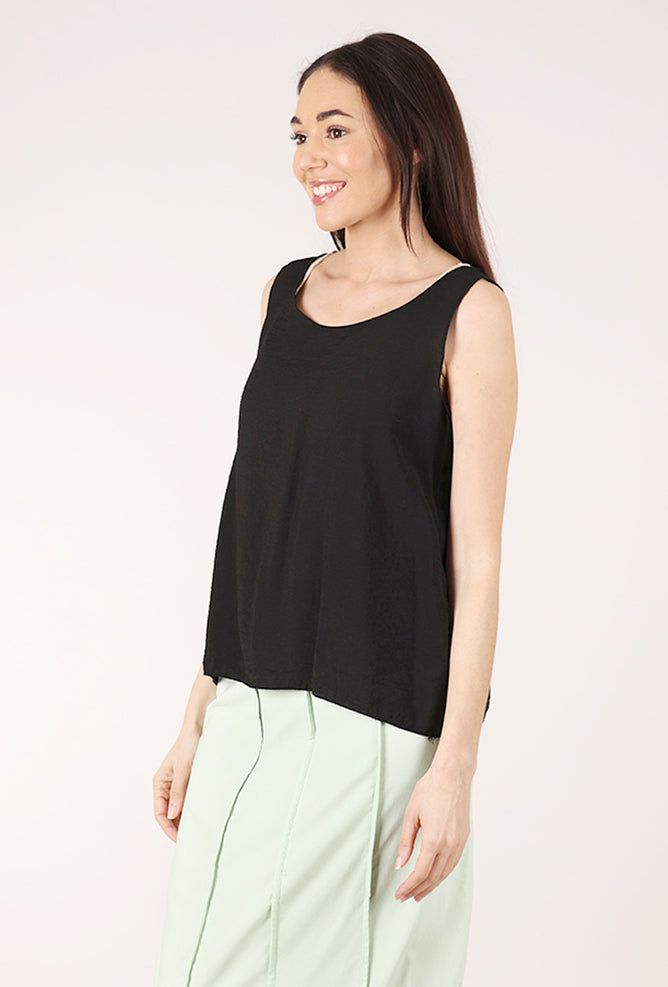 Cut Loose Parachute Layer Tank, Black