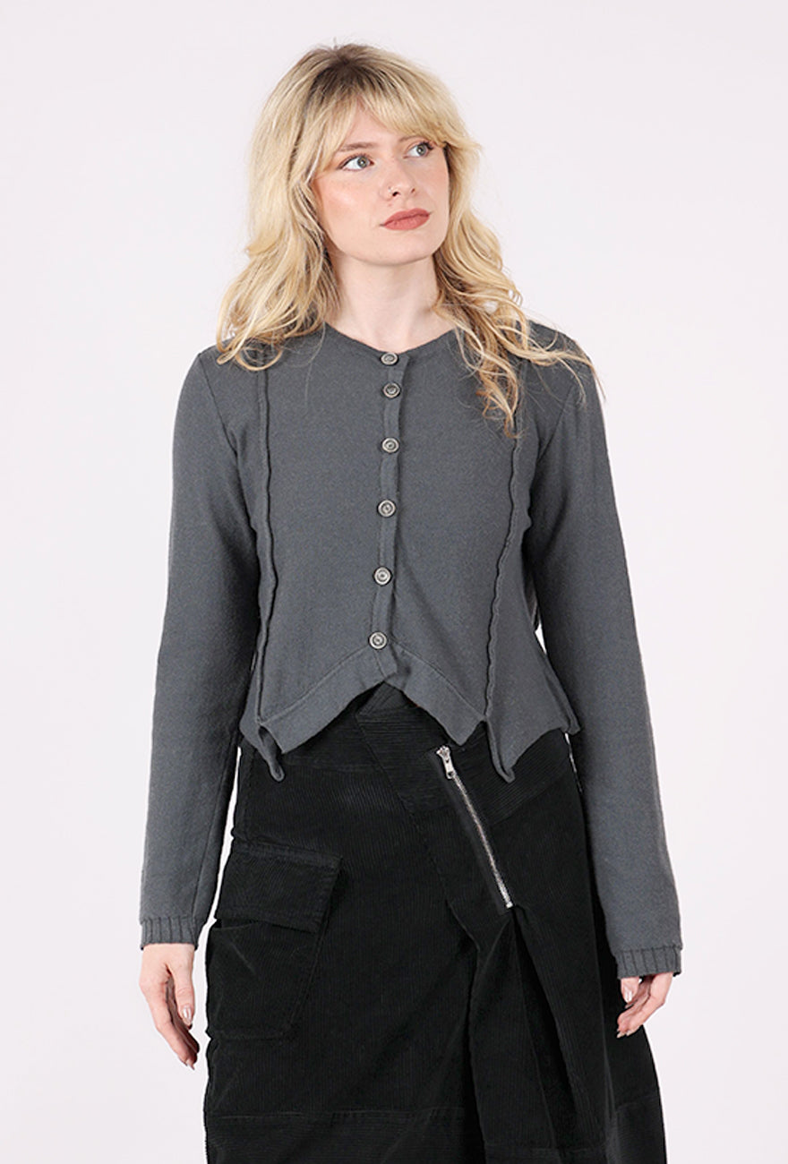 Lurdes Bergada Raised Seam Crop Cardie, Blue-Gray