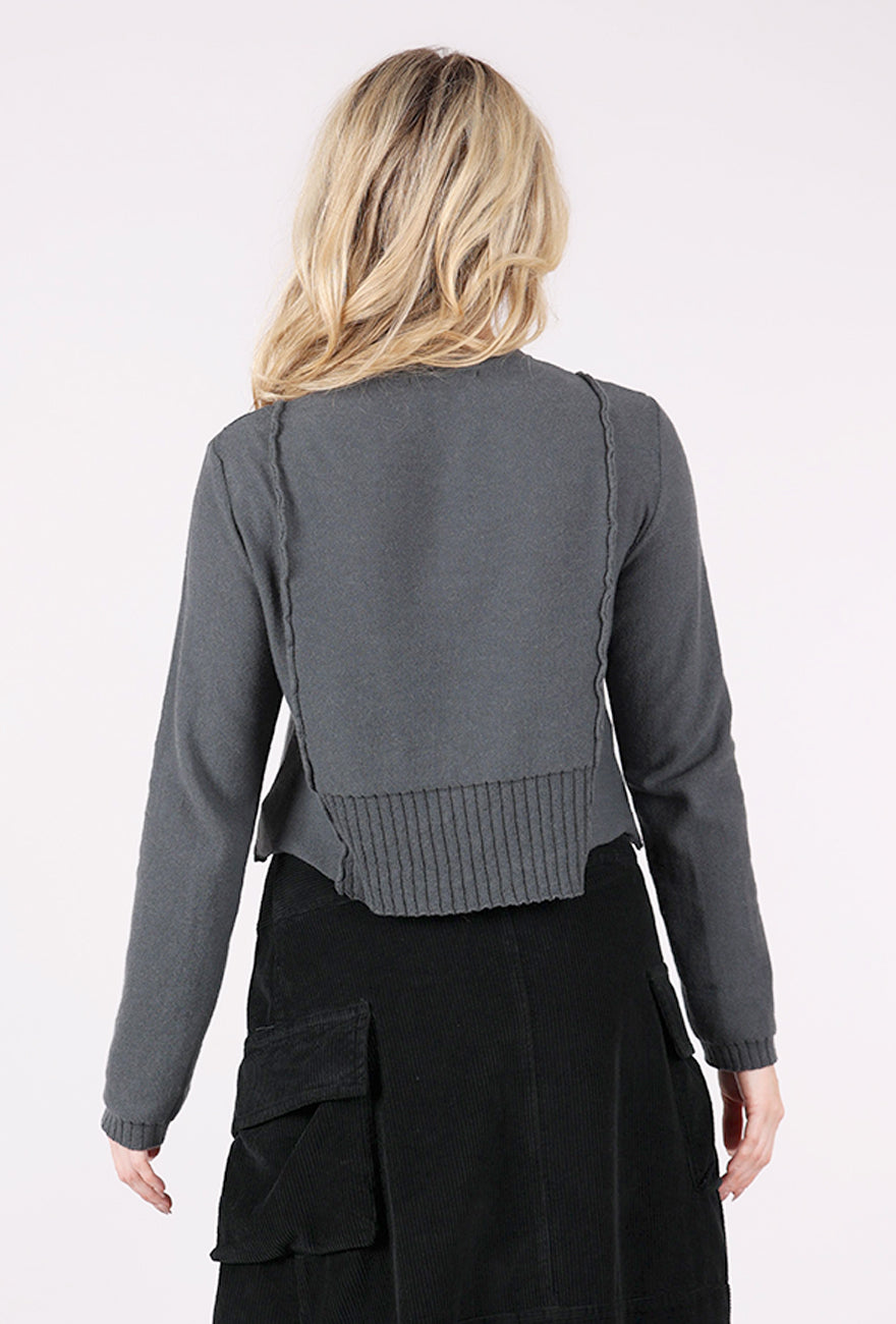 Lurdes Bergada Raised Seam Crop Cardie, Blue-Gray