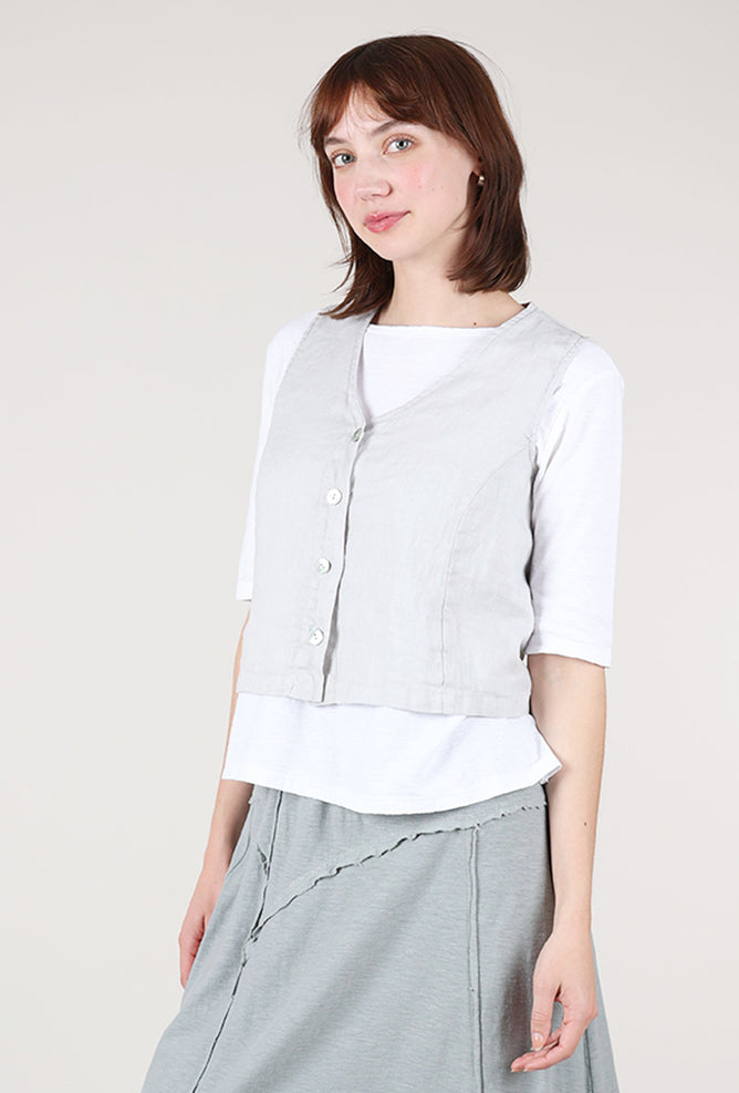 Cut Loose Hanky Linen Crop Vest, Aluminum