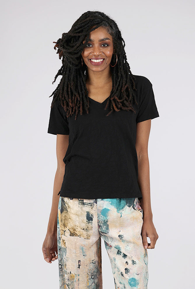 Mododoc S/S V-Neck Boxy Tee, Black