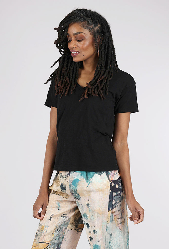 Mododoc S/S V-Neck Boxy Tee, Black