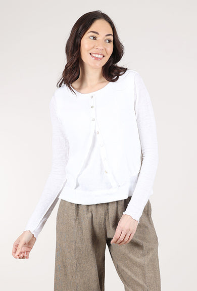 Cut Loose Linen Knit Crop Cardie, White