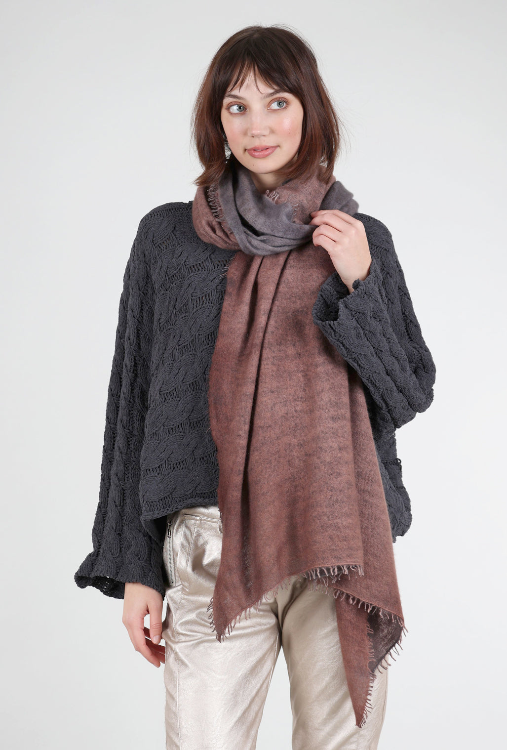 Alessandro Aste Spray Art Felted Cashmere Scarf, Rust Dust/Plum